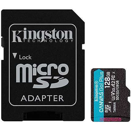 Kingston 128GB microSDXC Canvas Go Plus 170R A2 U3 V30 Card + ADP, EAN: 740617301182