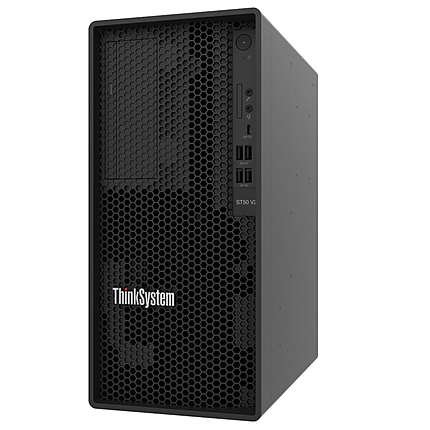 Lenovo ThinkSystem ST50 V2, Xeon E-2324G  (4C 3.1GHz 8MB Cache/65W), SW RAID, 2x960GB Micron 5400 Pro SSD, 1x16GB, 500W 94% Efficiency, No DVD, 3 year