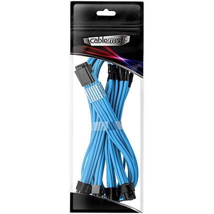 CableMod E-Series Pro ModMesh Sleeved 12VHPWR PCI-e Cable for Super Flower Leadex Platinum / Platinum SE / Titanium / V Gold Pro / V Platinum Pro, EVGA G7 / G6 / G5 / G3 / G2 / P2 / T2 (Light Blue, Nvidia 4000 series, 16-pin to Quad 8-pin, 60cm)