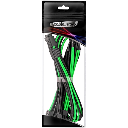 CableMod E-Series Pro ModMesh Sleeved 12VHPWR PCI-e Cable for Super Flower Leadex Platinum / Platinum SE / Titanium / V Gold Pro / V Platinum Pro, EVGA G7 / G6 / G5 / G3 / G2 / P2 / T2 (Black + Light Green, Nvidia 4000 series, 16-pin to Quad 8-pin, 60cm)