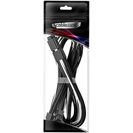 CableMod E-Series Pro ModMesh Sleeved 12VHPWR PCI-e Cable for Super Flower Leadex Platinum / Platinum SE / Titanium / V Gold Pro / V Platinum Pro, EVGA G7 / G6 / G5 / G3 / G2 / P2 / T2 (Black + White, Nvidia 4000 series, 16-pin to Quad 8-pin, 60cm)