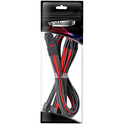 CableMod E-Series Pro ModMesh Sleeved 12VHPWR PCI-e Cable for Super Flower Leadex Platinum / Platinum SE / Titanium / V Gold Pro / V Platinum Pro, EVGA G7 / G6 / G5 / G3 / G2 / P2 / T2 (Carbon + Red, Nvidia 4000 series, 16-pin to Quad 8-pin, 60cm)