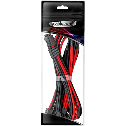 CableMod E-Series Pro ModMesh Sleeved 12VHPWR PCI-e Cable for Super Flower Leadex Platinum / Platinum SE / Titanium / V Gold Pro / V Platinum Pro, EVGA G7 / G6 / G5 / G3 / G2 / P2 / T2 (Black + Red, Nvidia 4000 series, 16-pin to Quad 8-pin, 60cm)