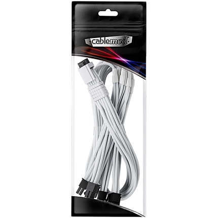 CableMod E-Series Pro ModMesh Sleeved 12VHPWR PCI-e Cable for Super Flower Leadex Platinum / Platinum SE / Titanium / V Gold Pro / V Platinum Pro, EVGA G7 / G6 / G5 / G3 / G2 / P2 / T2 (White, Nvidia 4000 series, 16-pin to Quad 8-pin, 60cm)