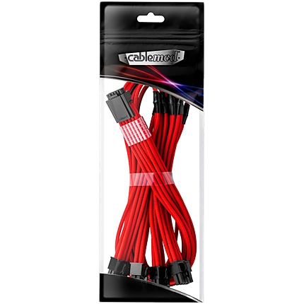 CableMod E-Series Pro ModMesh Sleeved 12VHPWR PCI-e Cable for Super Flower Leadex Platinum / Platinum SE / Titanium / V Gold Pro / V Platinum Pro, EVGA G7 / G6 / G5 / G3 / G2 / P2 / T2 (Red, Nvidia 4000 series, 16-pin to Quad 8-pin, 60cm)