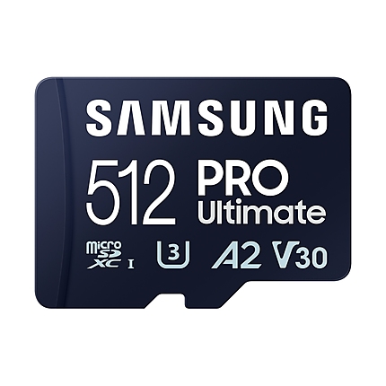 Samsung 512GB micro SD Card PRO Ultimate with USB Reader , UHS-I, Read 200MB/s - Write 130MB/s, U3, V30, A2