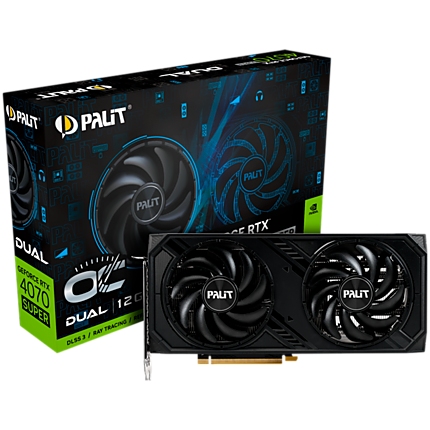 Palit RTX 4070 Super Dual OC 12GB GDDR6X, 192 bit, 1x HDMI 2.1a, 3x DP 1.4a, 2 Fan, 1x 16-pin Power connector, recommended PSU 750W, NED407SS19K9-1043D