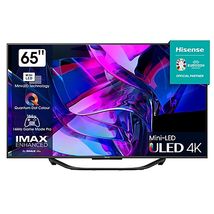 Hisense 65" U7KQ, 4K Ultra HD 3840x2160, ULED, FALD, Quantum Dot, 144Hz, IPS, HDR 10+, HLG, Dolby Vision IQ, Dolby Atmos, Smart TV, WiFi 5GHz, WiFi Direct, BT, Anyview Cast, 4xHDMI, 2xUSB, LAN, CI+, DVB-T2/C/S2, Black