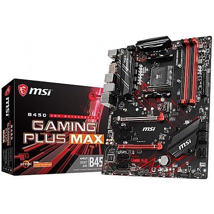 MSI B450 GAMING PLUS MAX,ATX,Socket AM4,AMD B450 Chipset,4 DIMMs,Dual Channel DDR4 up to 4133(OC)MHz,1x PCIe 3.0 x16 slot,1x M.2 slot,2x USB 3.2 Gen2,2x USB 3.2 Gen1,2x USB 2.0,1x HDMI,1x DVI-D,1G LAN,7.1 Audio,3y warranty