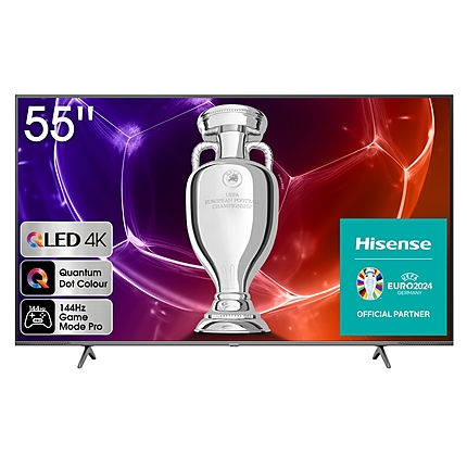 Hisense 55" E7KQ Pro, 4K Ultra HD 3840x2160, QLED, Quantum Dot, 120Hz, HDR 10+ adaptive, HLG, Dolby Vision, DTS Virtual X, Smart TV, WiFi 5GHz, WiFi Direct, BT, Anyview Cast, 3xHDMI, 2xUSB, LAN, CI+, DVB-T2/C/S2, Black