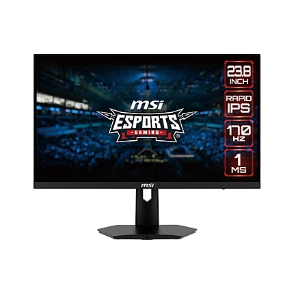 MSI G244F Esports, 23.8” Rapid IPS, 1ms, 170Hz, 1920x1080 FLAT, 1000:1, 250 cd/m2, FreeSync Premium, Anti-glare, Anti-Flicker, Less Blue Light, Night Vision, CONSOLE MODE, 2x HDMI, 1x DP, 1x Earphone out, Tilt, VESA 75, Frameless, 9S6-3BB4CH-001