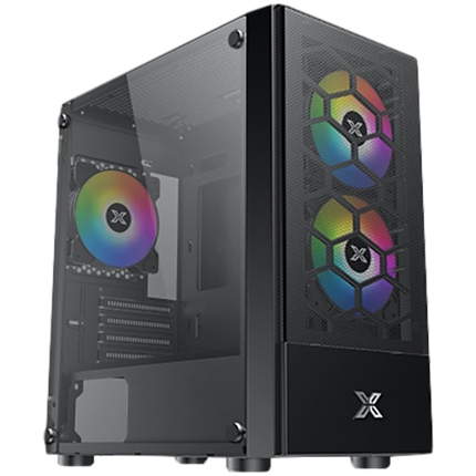 Xigmatek Oreo Black EN47758, M-ATX, USB3.0x1+USB2.0x2, Meshed Grill FP, Left TG, 3PCS X24F Fixed RGB Fan
