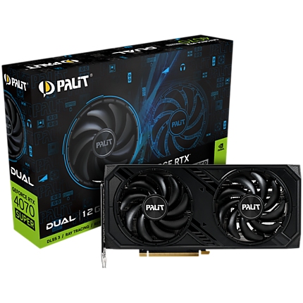 Palit RTX 4070 Super Dual 12GB GDDR6X, 192 bit, 1x HDMI 2.1a, 3x DP 1.4a, 2 Fan, 1x 16-pin Power connector, recommended PSU 750W, NED407S019K9-1043D
