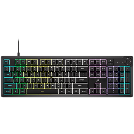 Corsair K55 CORE RGB Gaming Keyboard - Black, Fully customizable ten-zone RGB backlight, dedicated media control buttons, EAN:0840006666547