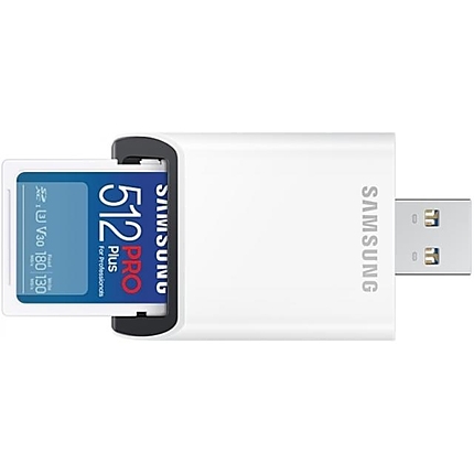 Карта памет Samsung PRO Plus, SD Card, 512GB, USB Четец, Бяла