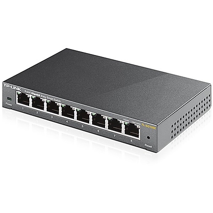 TP-Link TL-SG108E 8-Port Gigabit Easy Smart Switch, 8 x 10/100/1000Mbps RJ45 ports, MTU/Port/Tag-based VLAN, QoS, IGMP Snooping, Port Mirroring, Loop Prevention, Cable Diagnostics, Storm Control, metal casing, Green Technology