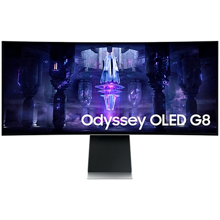 Monitor LED Samsung LS34BG850SUXEN Odyssey G85SB, 34" UWQHD Curved 1800R 21:9 (3440x1440) QD-OLED 175Hz, 250 cd/гЋЎ, 1,000,000:1, HDR10+, 0.03ms(GTG), 178/178, FreeSync,  2xUSB-C, 2x5W Speakers, Tilt/Pivot HeightAdj, Remote, VESA 100x100, 3Y