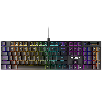 CANYON Cometstrike TKL GK-55, 104keys Mechanical keyboard, 50million times life, with VS11K28A solution, GTMX red switch, RGB backlight, 18 modes, 1.8m PVC cable, metal material + ABS, US layout, size: 436*126*26.6mm, weight:820g, black