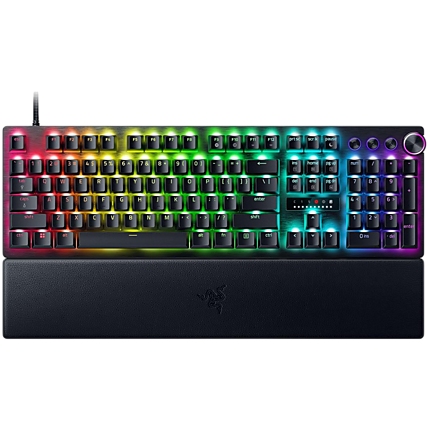 Huntsman V3 Pro - US Layout, Gaming Keyboard, Analog Optical Switch Gen-2, Razer Chroma RGB, Magnetic Firm Leatherette Wrist Rest, Multi-function Dial with 3 dedicated button, Detachable Type-C Cable, Doubleshot PBT Keycaps, 1000 Hz Polling Rate