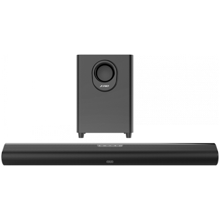 F&D HT-350 2.1 Wireless Soundbar with Subwoofer, 110W RMS (20Wx2+70W), Full-range speaker: 40x90mm + 6.5'' Subwoofer, BT 5.0/Optical/AUX/HDMI/USB/LED Display/Remote Control/Wooden/Black