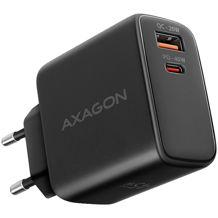 AXAGON ACU-PQ45 wall charger QC3.0,4.0/AFC/FCP/PPS/Apple + PD type-C, 45W, black