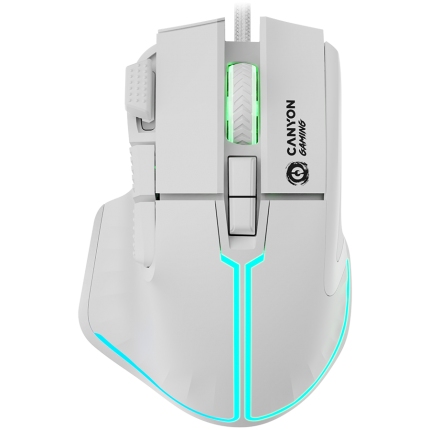 CANYON Fortnax GM-636, 9keys Gaming wired mouse,Sunplus 6662, DPI up to 20000, Huano 5million switch, RGB lighting effects, 1.65M braided cable, ABS material. size: 113*83*45mm, weight: 102g, White