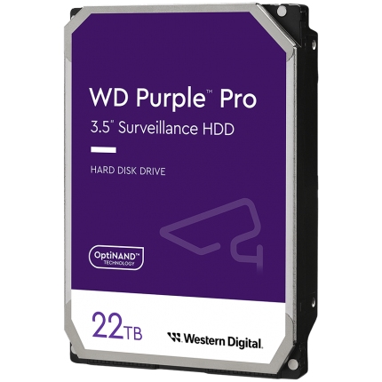 HDD Video Surveillance WD Purple Pro 22TB CMR (3.5'', 512MB, 7200 RPM, SATA 6Gbps, 550TB/year)