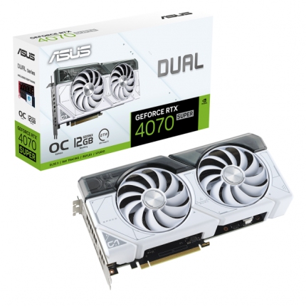 Видео карта ASUS DUAL GeForce RTX 4070 SUPER WHITE OC 12GB GDDR6X