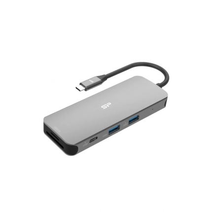 Докинг станция Silicon Power SR30 8 в 1 USB-C, HDMI 4K, USB 3.2, Ethernet Port, MicroSD слот