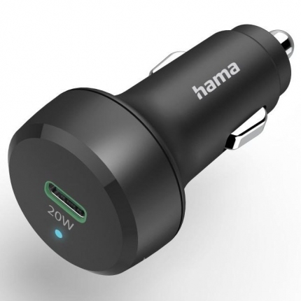 Зарядно за кола Hama, 12-24V USB-C, PD/QC, 20W, USB-A, черно