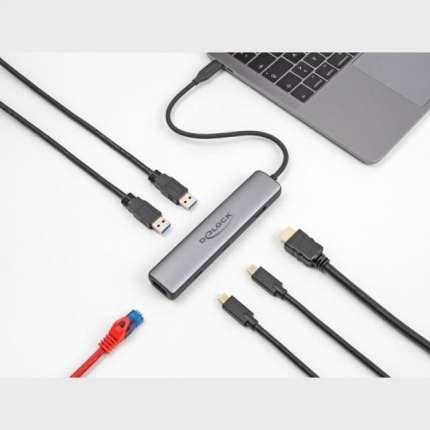 Докинг станция Delock USB 40 Gbps USB Type-C, 8K - HDMI / USB 10 Gbps / 2.5 Gigabit LAN / PD 3.0 100 W