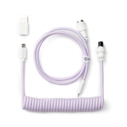 Кабел за клавиатура Keychron Coiled Aviator Straight Custom USB Cable, USB-C - USB-C, Light Purple