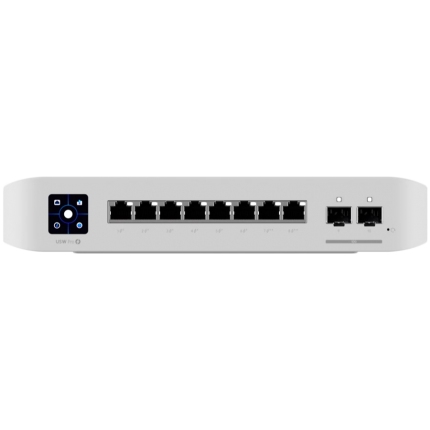 Ubiquiti USW-Pro-8-PoE-EU An 8-port, Layer 3 switch with PoE+ and PoE++ output.