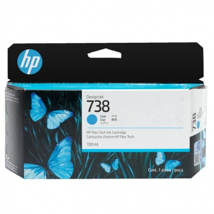 HP 738 130-ml Cyan DesignJet Ink Cartridge