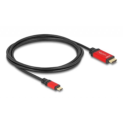 Кабел Delock, USB-C мъжко - HDMI мъжко, 8K, 60 Hz с HDR, 2 m, Червен