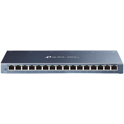 TP-Link TL-SG116P 16-Port Gigabit Desktop Switch with 16-Port PoE+, 802.3at/af, 120 W PoE Power, Desktop Steel Case, Extend Mode for 250m PoE Transmitting, Priority Mode for Port1-4, Isolation Mode, PoE Auto Recovery, Intelligent Power Management