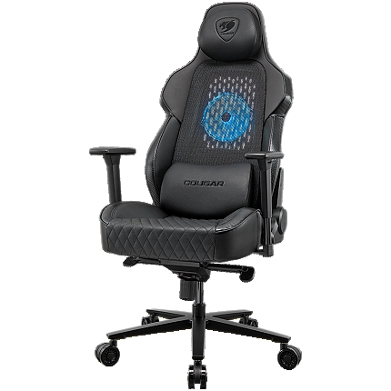 COUGAR Chair NxSys Aero Black, Breathable PVC LeatherHighly breathable mesh cloth, 150º Reclining, RocX, Piston Lift Height Adjustment, 3D Adjustable armrest, Full Steel Frame, Class 4 Gas Lift Cylinder