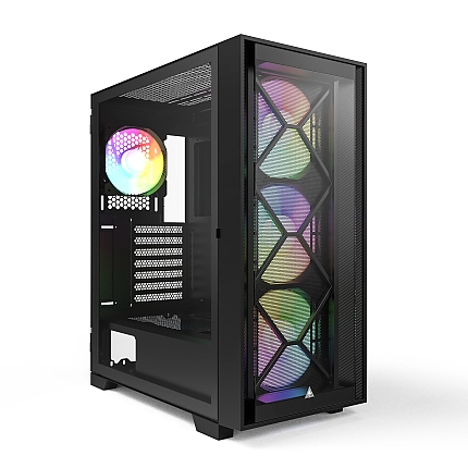 Montech кутия AIR 1000 PREMIUM, Mid-tower Case, TG, 2 Front Panels, 4x120mm ARGB Fans, Black