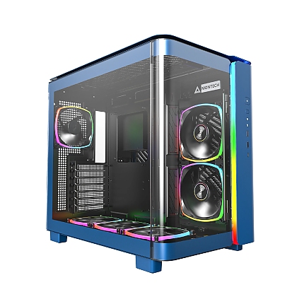 Montech кутия KING 95 Pro, Dual Chamber Mid-tower Case, 6 ARGB Fans, 2 Front Panels, Prussian Blue