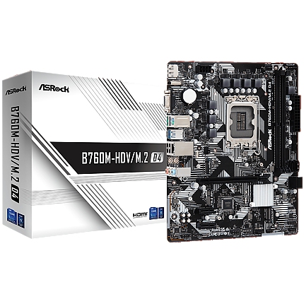 ASROCK MB LGA1700 B760 2 x DDR5 DIMM 2 x Hyper M.2 1 x Ultra M.2  4 x SATA3 1 x D-Sub Port 1 x DisplayPort 1.4 Micro ATX