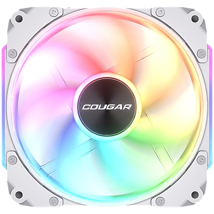 Cougar fan APOLAR 120 ARGB White, Fan Speed 600-2200 RPM±200RPM, Air Flow 75.38 CFM ± 10%, Air Pressure 2.59 mm H2O±10%, HDB Hydro Dynamic Bearing, 490 mm (Fan) / 470 mm (ARGB)