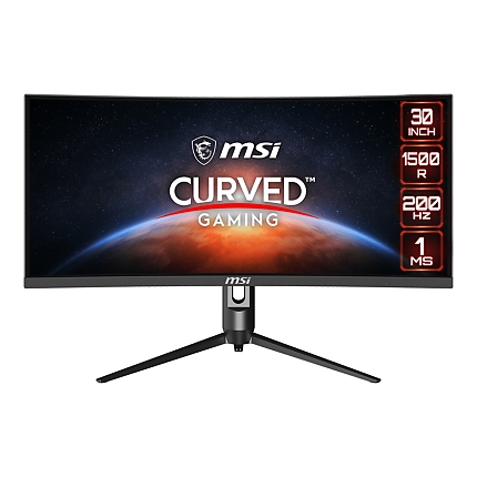 MSI Optix MAG301CR2, 29.5", 200Hz, 1ms, VA, 2560x1080, 21:9, Curved 1500R, Freesync Premium, Gaming OSD, Mystic Light, Anti-Flicker, LBL, 300 nits, 3000:1, 1x DP (1.2), 2x HDMI (2.0), 1x Type C (DP alt.), Earphone out, Height Adj, VESA, 9S6-3CB45H-010