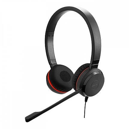 JABRA EVOLVE 20 MS Stereo USB Headband Special Edition Noise cancelling, USB connector, with mute-button and volume control on the cord, with leatherette ear cushion, Microsoft optimized