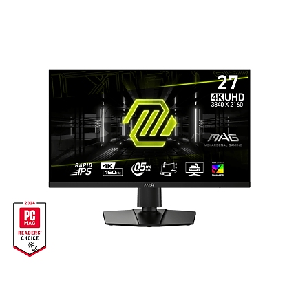 MSI MAG 274UPF E2, 27", Rapid IPS, 160Hz, 0.5ms, UHD 3840x2160, Flat, HDR 400, AI Vision, FreeSync, PIP, PBP, VRR, ALLM, CEC, 400 nits, 1000:1, 100M:1, 1x DP(1.4a), 2x HDMI (2.1), 1x Type-C (DP alt. PD 15W), Adj.Stand 130mm, Tilt, Swivel, Pivot, VESA