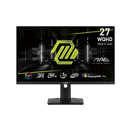 MSI MAG 274QRF QD E2, 27", Rapid IPS, 1ms, 180Hz, Flat, WQHD 2560x1440, Quantum Dot technology, DisplayHDR 400, Mystic Light, APP, 300 nits, 2500:1, 100M:1,1x DP(1.4a), 2x HDMI (2.0b), 1x Type-C (DP alt.) wPD 65W charging, Heigh Adj. 130mm, Tilt, Vesa 75