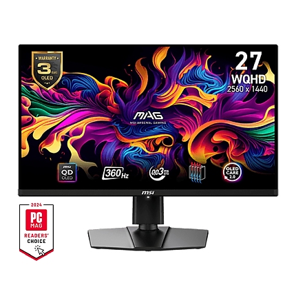 MSI MAG 271QPX QD-OLED, 26.5", 360Hz, 0.03ms, WQHD 2560x1440, Oled Care 2.0, Fanless Design with Graphene, ClearMR 13000, HDR True Black 400, AI VISION, 250 nits, 1500000:1, 100M;1, DP (1.4a), 2x HDMI (2.1), Type-C (DP alt. PD 15W), Adj.Stand 110mm