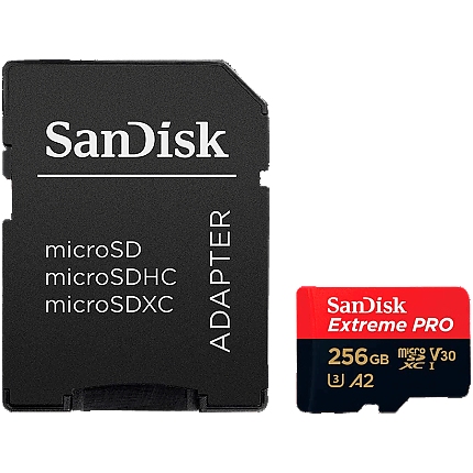 SANDISK Extreme PRO 256GB microSDXC + SD Adapter + 2 years RescuePRO Deluxe up to 200MB/s & 140MB/s Read/Write speeds A2 C10 V30 UHS-I U3