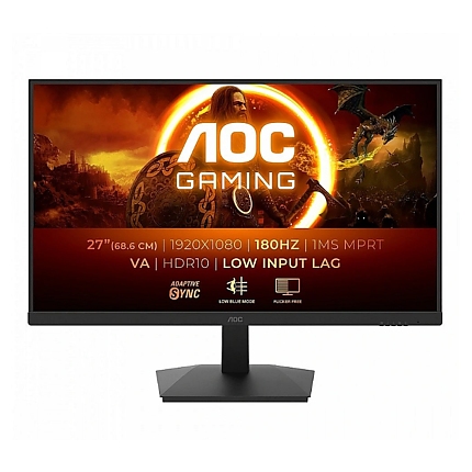 AOC C27G4ZXU, 27" Curved 1500R VA WLED, 1920x1080@280Hz, 1ms GtG, 0.3msMPRT, 300cd m/2, 4000:1, 80M:1 DCR, Adaptive Sync, FlickerFree, Low Blue Light, 2Wx2, Tilt, Height Adjust, Swivel, 2xHDMI, DP, USB hub