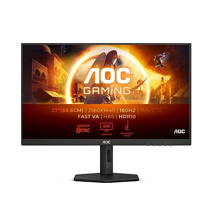 AOC Q27G4XN, 27" VA WLED, 2560x1440@180Hz, 1ms GtG, 0.5ms MPRT, 300cd m/2, 5000:1, 80M:1 DCR, Adaptive Sync, FlickerFree, Low Blue Light, Tilt, Height Adjust, Pivot, Swivel, 2xHDMI, DP