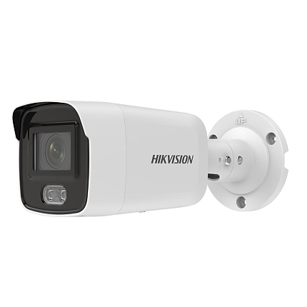 HikVision 2 MP ColorVu Fixed Mini Bullet Network Camera, 2.8 mm, 24/7 colorful imaging, White light up to 40m, Built-in microphone, H.265+, IP67, micro SD/SDHC/SDXC (256GB), 12Vdc, 0.5 A/PoE 7.5W